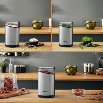 Krups - Elektrisk kaffekværn 85g FAST-TOUCH 200W/230V mat krom