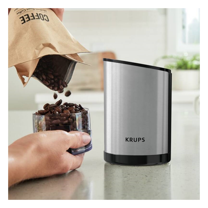 Krups - Elektrisk kaffekværn 85g FAST-TOUCH 200W/230V mat krom