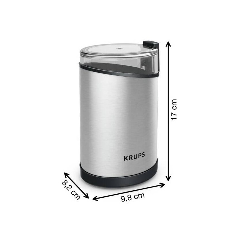 Krups - Elektrisk kaffekværn 85g FAST-TOUCH 200W/230V mat krom