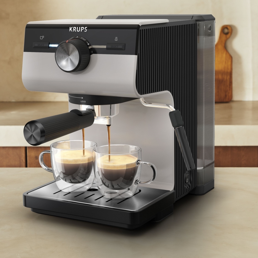 Krups - Kaffemaskine til to kopper AUTHENTIC 1450W/230V grå