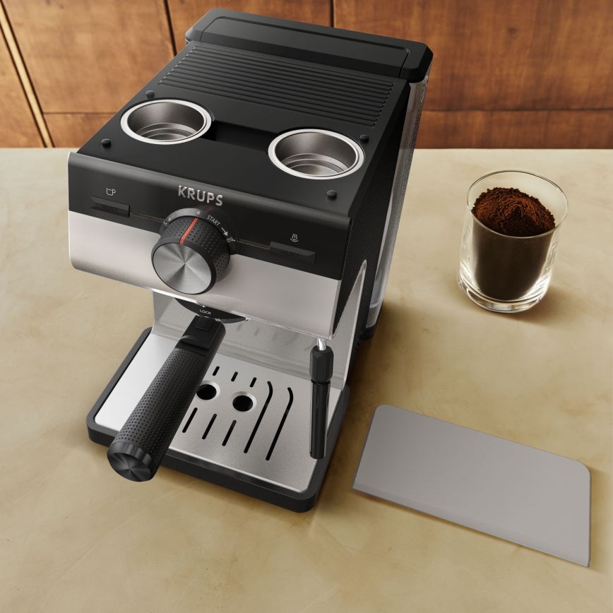 Krups - Kaffemaskine til to kopper AUTHENTIC 1450W/230V grå
