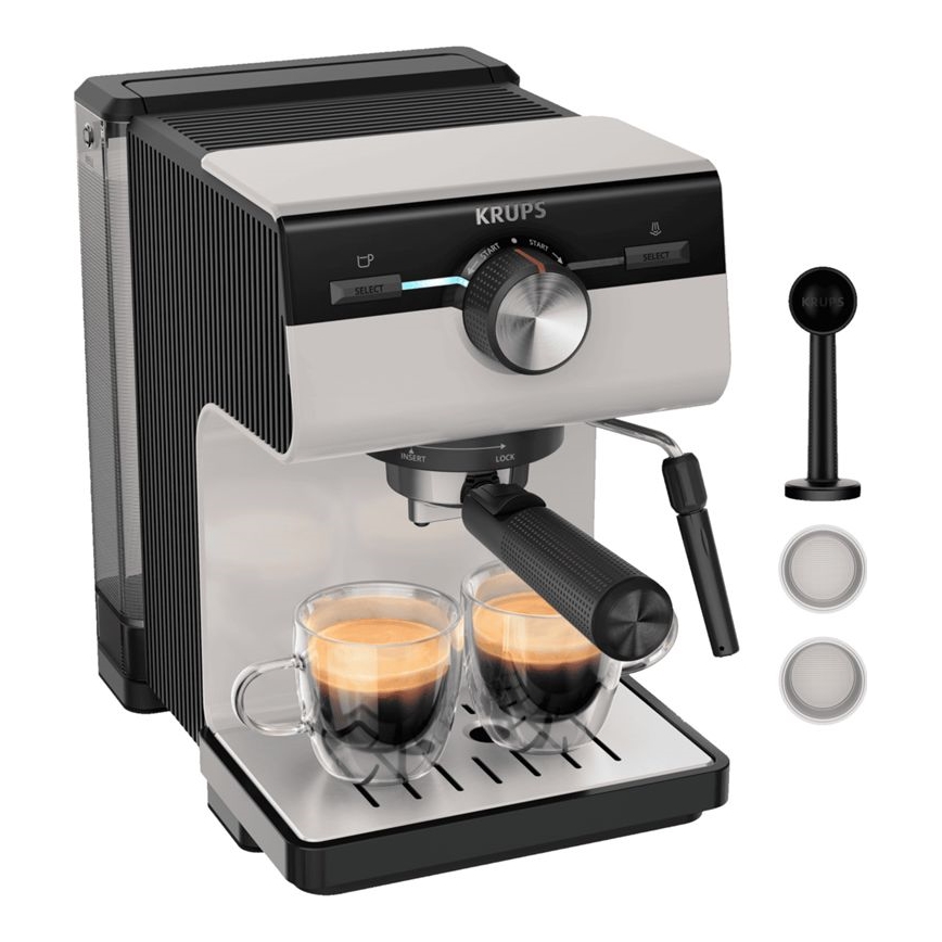 Krups - Kaffemaskine til to kopper AUTHENTIC 1450W/230V grå
