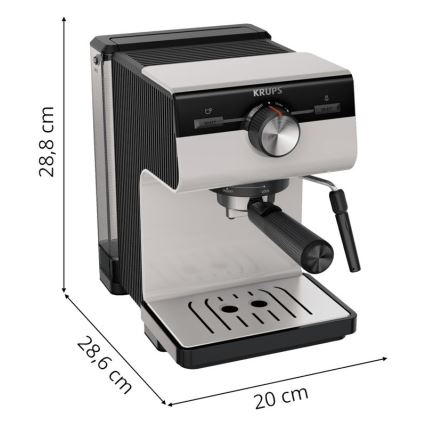 Krups - Kaffemaskine til to kopper AUTHENTIC 1450W/230V grå