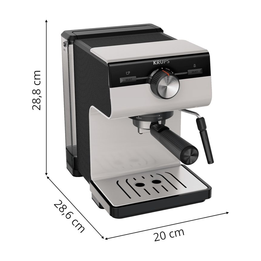 Krups - Kaffemaskine til to kopper AUTHENTIC 1450W/230V grå