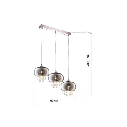 Krystal lysekrone i snor STARLIGHT 3xE14/40W/230V