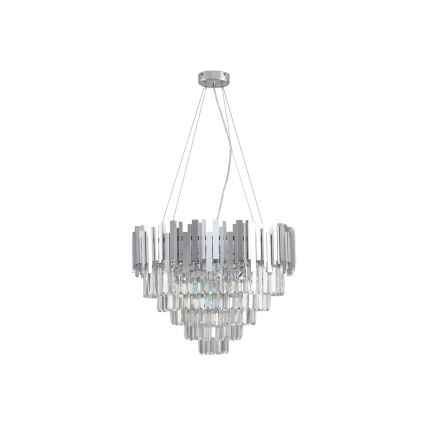Krystallysekrone PLAZA med wire 9xE14/40W/230V Ø 60 cm sølvfarvet