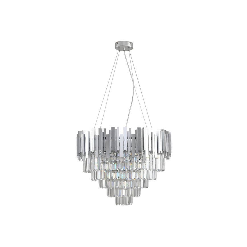 Krystallysekrone PLAZA med wire 9xE14/40W/230V Ø 60 cm sølvfarvet