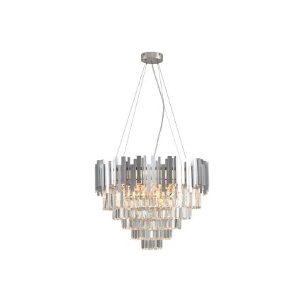 Krystallysekrone PLAZA med wire 9xE14/40W/230V Ø 60 cm sølvfarvet