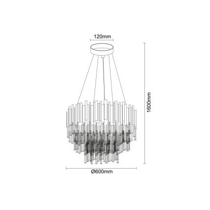 Krystallysekrone PLAZA med wire 9xE14/40W/230V Ø 60 cm sølvfarvet