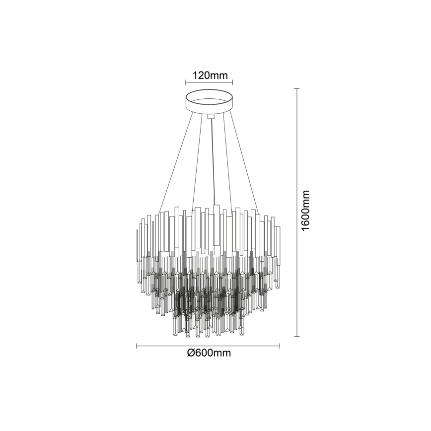 Krystallysekrone PLAZA med wire 9xE14/40W/230V Ø 60 cm sølvfarvet