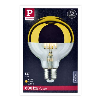 Kugleformet LED-pære dæmpbar GLOBE G95 E27/6,5W/230V 2700K guldfarvet - Paulmann 28675