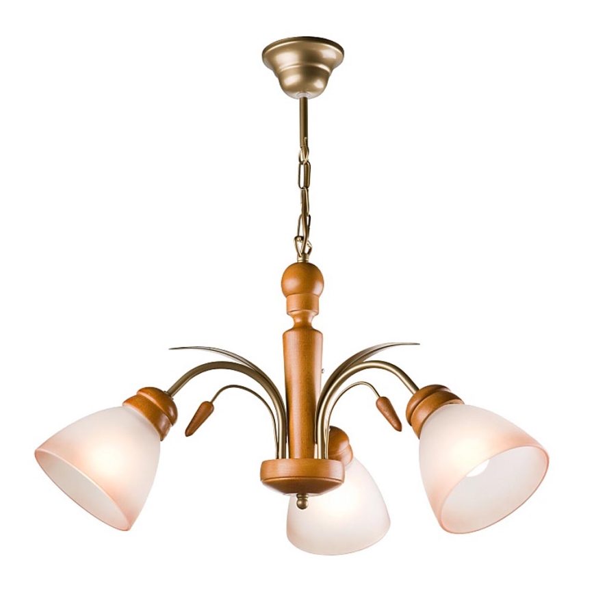 Kædelampe TULIPAN 3xE27/60W/230V bøg