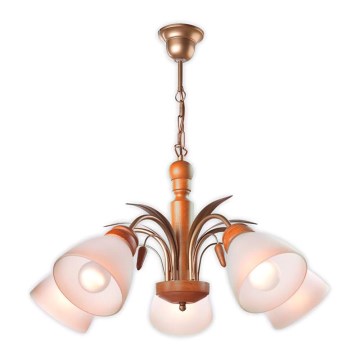 Kædelampe TULIPAN 5xE27/60W/230V bøg