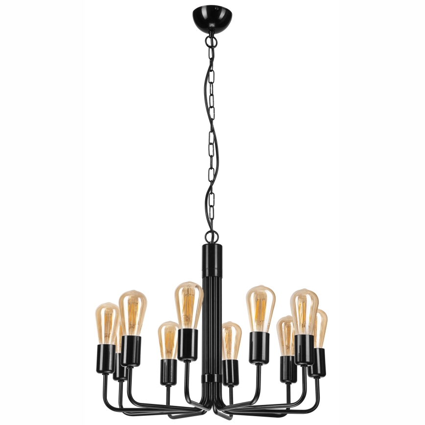 Kædeophængt lysekrone 10xE27/60W/230V sort