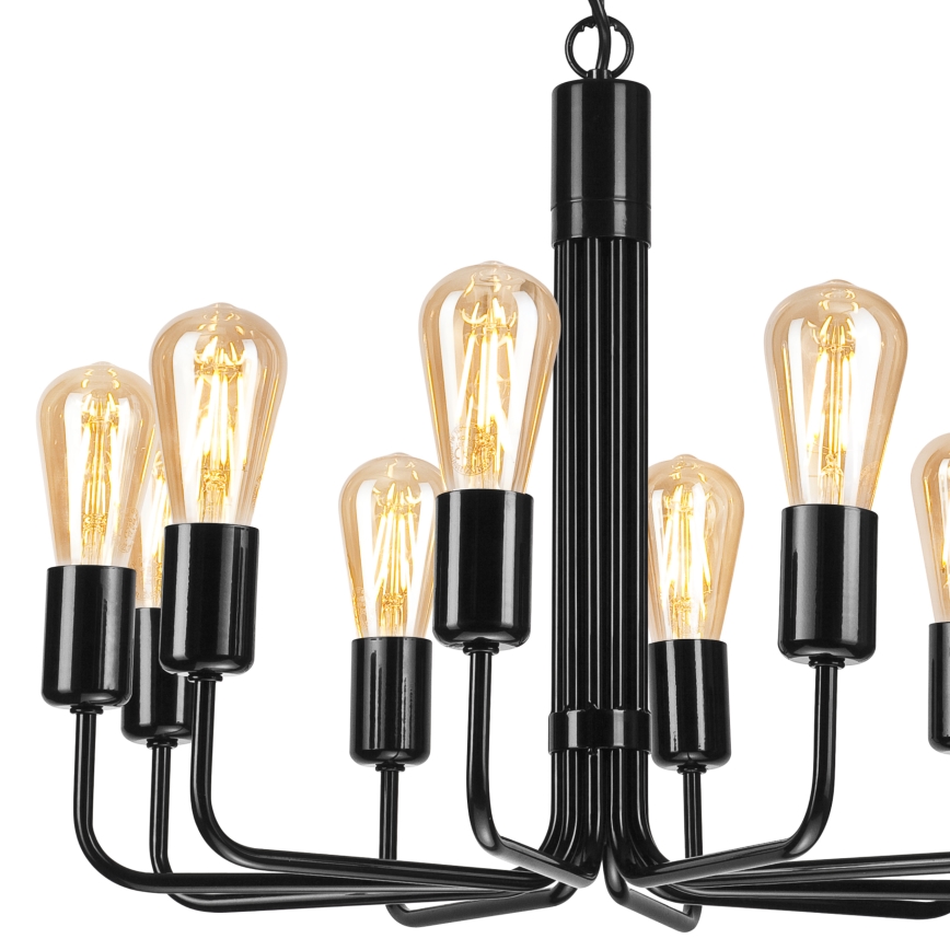 Kædeophængt lysekrone 10xE27/60W/230V sort