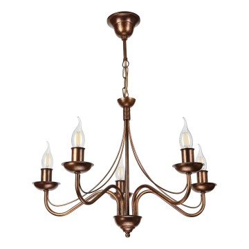 Kædeophængt lysekrone ANTON 5xE14/15W/230V bronzefarvet