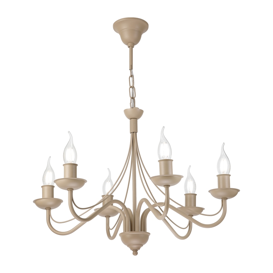 Kædeophængt lysekrone ANTON 6xE14/60W/230V beige