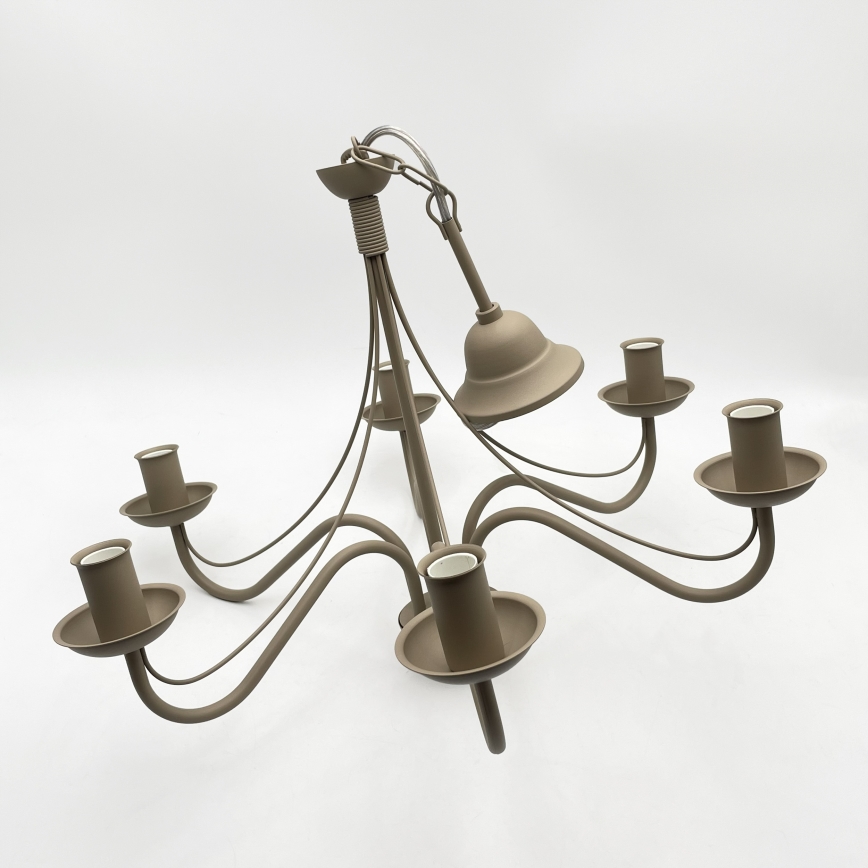 Kædeophængt lysekrone ANTON 6xE14/60W/230V beige