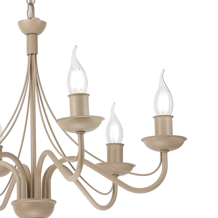 Kædeophængt lysekrone ANTON 6xE14/60W/230V beige