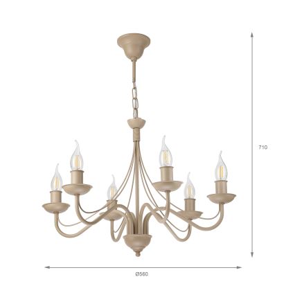 Kædeophængt lysekrone ANTON 6xE14/60W/230V beige