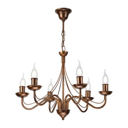 Kædeophængt lysekrone ANTON 6xE14/60W/230V bronzefarvet