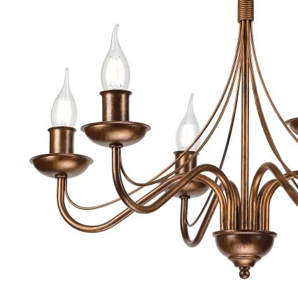 Kædeophængt lysekrone ANTON 6xE14/60W/230V bronzefarvet