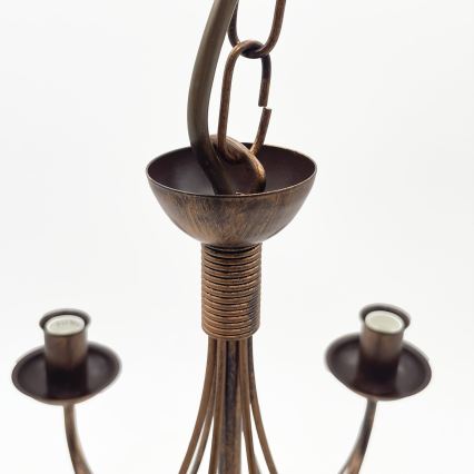 Kædeophængt lysekrone ANTON 6xE14/60W/230V bronzefarvet