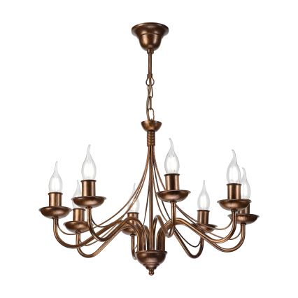 Kædeophængt lysekrone ANTON 8xE14/60W/230V i bronze