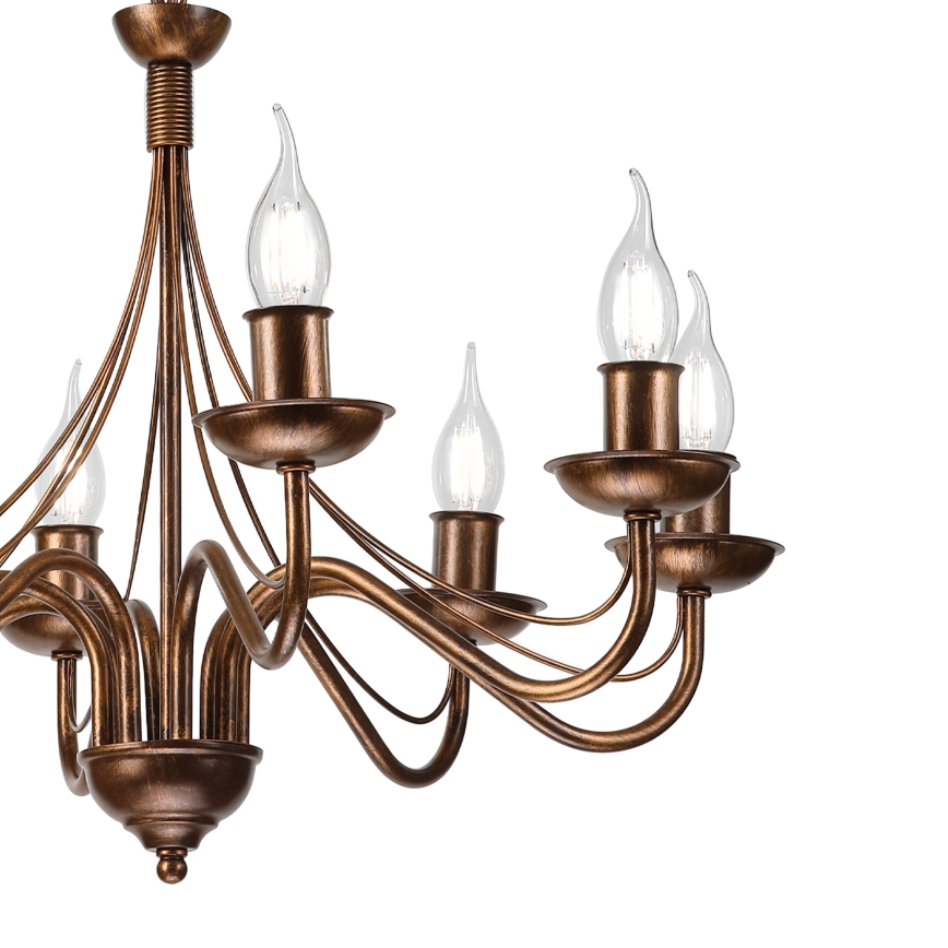 Kædeophængt lysekrone ANTON 8xE14/60W/230V i bronze