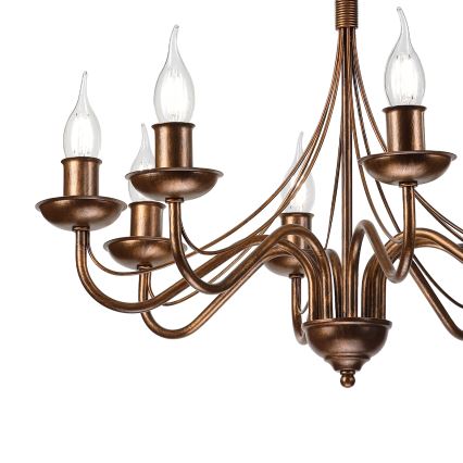 Kædeophængt lysekrone ANTON 8xE14/60W/230V i bronze
