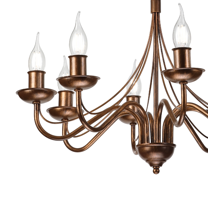Kædeophængt lysekrone ANTON 8xE14/60W/230V i bronze