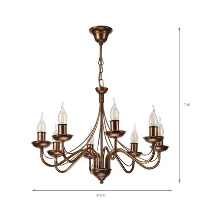Kædeophængt lysekrone ANTON 8xE14/60W/230V i bronze