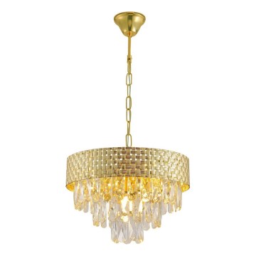 Kædeophængt lysekrone CHARLIZE 4xE14/10W/230V guld