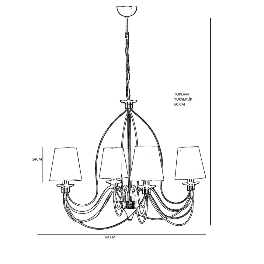 Kædeophængt lysekrone CLASSIC 4xE14/40W/230V bronzefarvet/beige