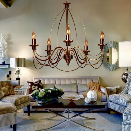 Kædeophængt lysekrone CLASSIC 5xE14/40W/230V bronzefarvet