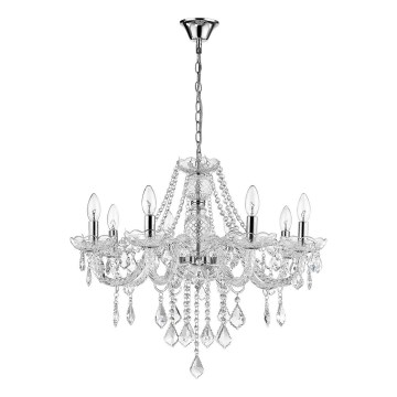 Kædeophængt lysekrone CRISTALLO 8xE14/60W/230V, blankpoleret krom