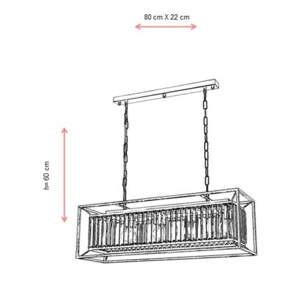 Kædeophængt lysekrone CRYSTALLINE 4xE27/6W/230V, bronzefarvet