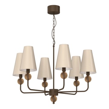 Kædeophængt lysekrone GRENADA 6xE14/15W/230V beige
