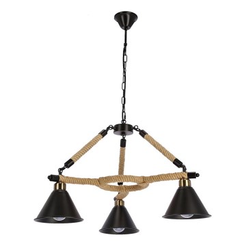 Kædeophængt lysekrone NEGRU 3xE27/40W/230V sort/brun