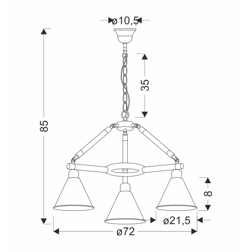 Kædeophængt lysekrone NEGRU 3xE27/40W/230V sort/brun