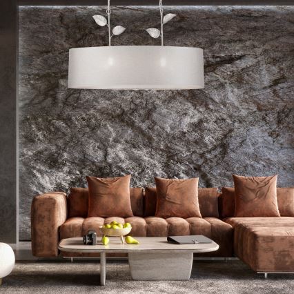 Kædeophængt lysekrone NOEMI 2xE27/60W/230V sølv/hvid patina
