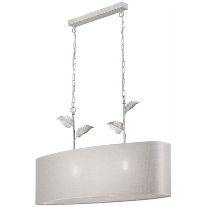 Kædeophængt lysekrone NOEMI 2xE27/60W/230V sølv/hvid patina