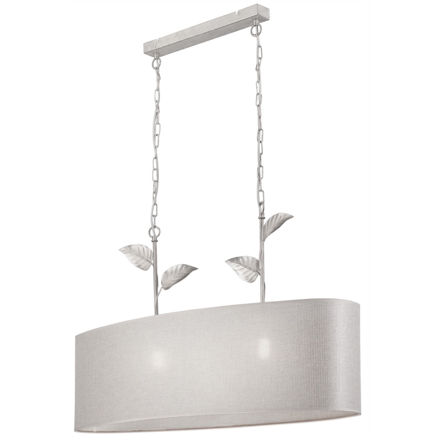 Kædeophængt lysekrone NOEMI 2xE27/60W/230V sølv/hvid patina