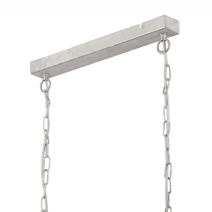 Kædeophængt lysekrone NOEMI 2xE27/60W/230V sølv/hvid patina