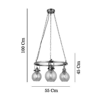 Kædeophængt lysekrone POLINO 3xE27/40W/230V bronzefarvet