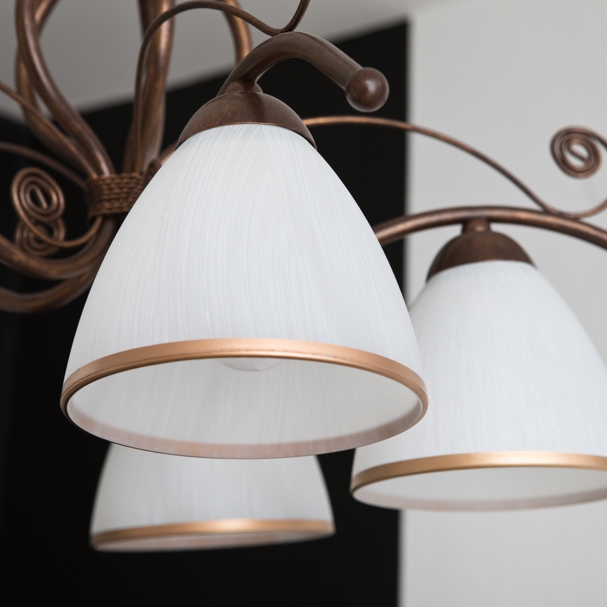 Kædeophængt lysekrone RETRO II 5xE27/60W/230V, bronzepatina