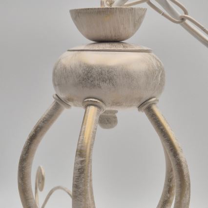 Kædeophængt lysekrone RETRO II 5xE27/60W/230V hvid patina