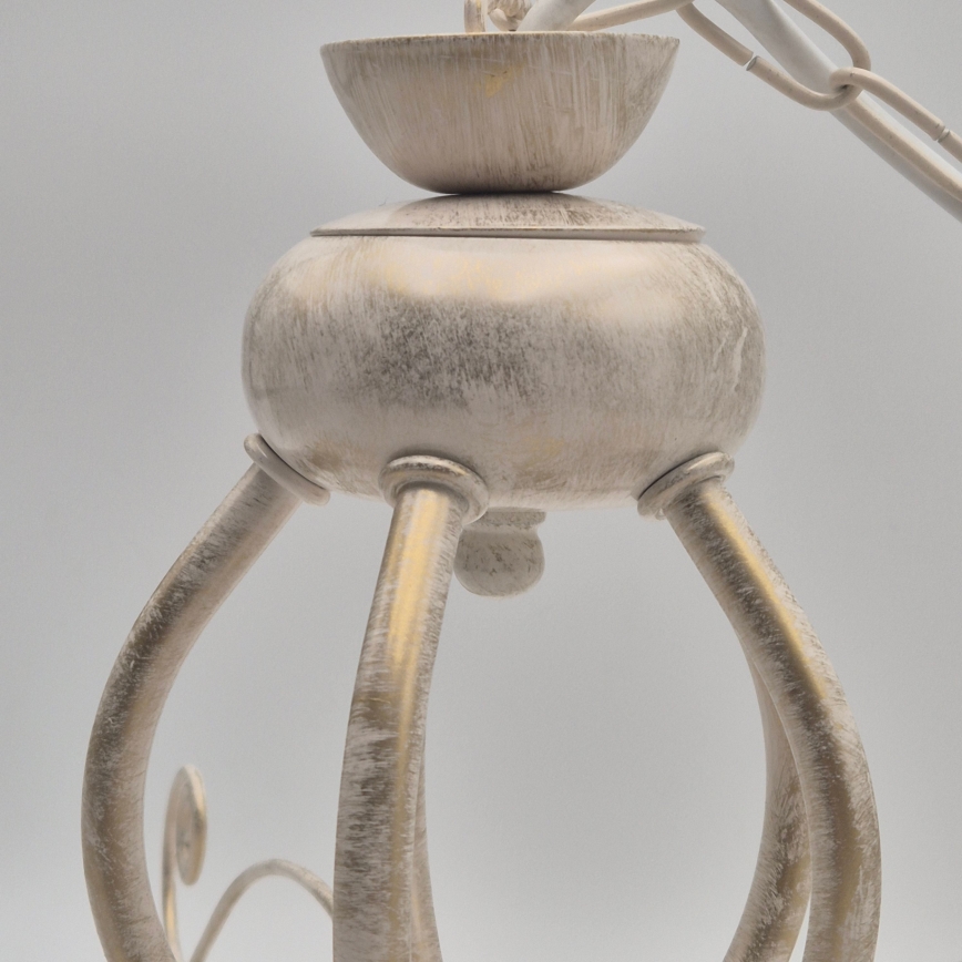 Kædeophængt lysekrone RETRO II 5xE27/60W/230V hvid patina