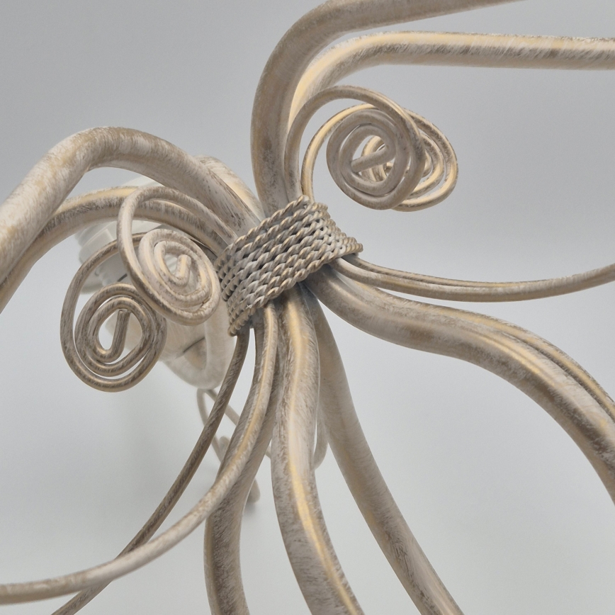 Kædeophængt lysekrone RETRO II 5xE27/60W/230V hvid patina