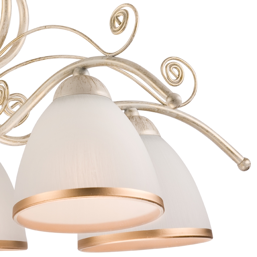 Kædeophængt lysekrone RETRO II 5xE27/60W/230V hvid patina